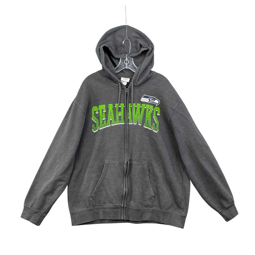 NFL Team Apparel Seattle Seahawks Hoodie Mens XL Gray Full Zip Fleece Sweatshirt